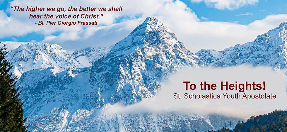 A quote from Saint Pier Giorgio Frassati on a mountain range
